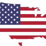 Map and cultural imagery representing the United States, home to the African diaspora